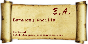 Barancsy Ancilla névjegykártya